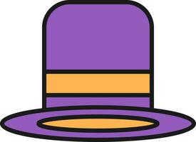 Top Hat Icon In Purple And Orange Color. vector