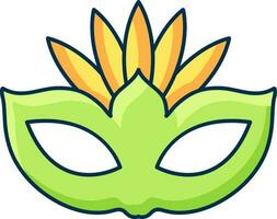 Illustration of Yellow And Green Color Carnival Mask Icon in Flat Style. vector