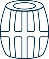 Isolated Dhol or Drum Icon in Thin Line Art. vector