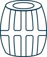 Isolated Dhol or Drum Icon in Thin Line Art. vector