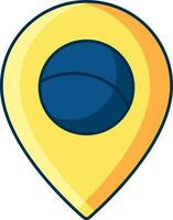 Yellow And Blue Color Location Pin Icon in Flat Style. vector