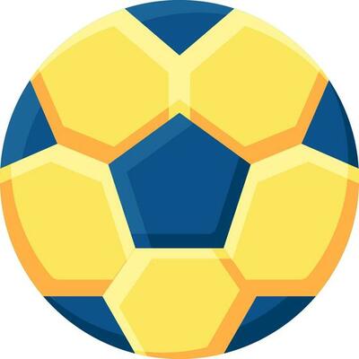 Isolated Football Icon in Blue And Yellow Color.