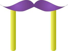 Mustache Stick Icon In Purple And Green Color. vector