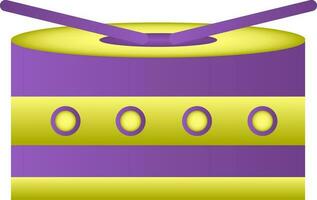 Drum With Sticks Icon In Purple And Green Color. vector