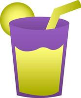 Juice Glass Icon In Purple And Green Color. vector