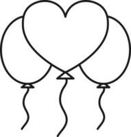 Balloons Icon In Black Line Art. vector