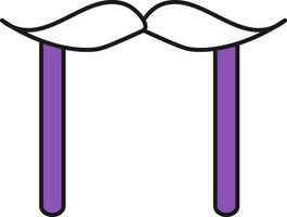 Mustache Stick Icon In Purple And White Color. vector