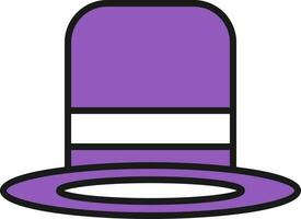 Top Hat Icon In Purple And White Color. vector