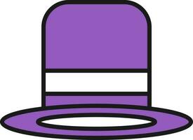 Top Hat Icon In Purple And White Color. vector