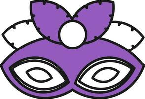 Carnival Mask Icon In Purple And White Color. vector