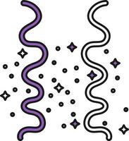 púrpura y blanco color serpentinas icono en plano estilo. vector