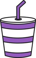 Disposable Cup With Straw Icon In Purple And White Color. vector