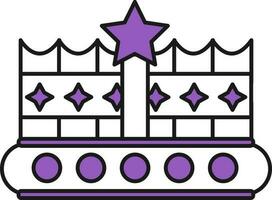 Crown Icon In Purple And White Color. vector