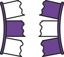 Purple And White Color Bunting Flags Icon In Flat Style. vector