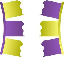 Purple And Green Color Bunting Flags Icon In Flat Style. vector