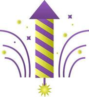 Fireworks Rocket Icon In Purple And Green Color. vector