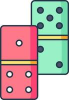 Domino Icon In Pink And Green Color. vector