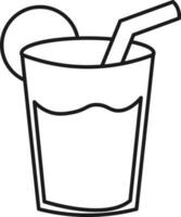 Juice Glass Icon In Thin Line Art. vector