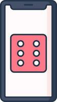 Blue And Pink Color Dice In Smartphone Icon. vector
