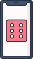 Blue And Pink Color Dice In Smartphone Icon. vector