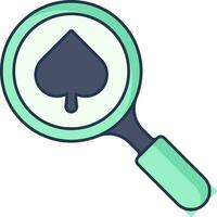 Vector Illustration Of Spade Symbol With Magnifying Glass.