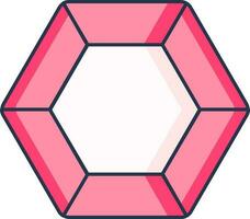 Hexagon Diamond Icon In Pink Color. vector