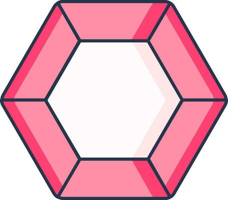 Hexagon Diamond Icon In Pink Color.