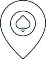 Casino Map Pin Icon In Blue Outline. vector