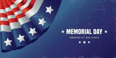 Memorial Day Banner Vector illustration. Usa memorial day celebration. USA flag waving with stars on bright background.