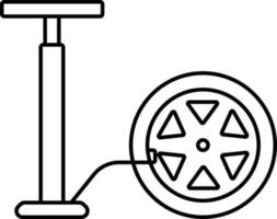 Pumping Air In Tyre Line Art Icon. vector