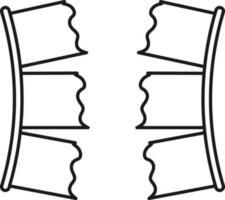 Black Outline Bunting Flags icon In Flat Style. vector