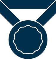 Blue Color Style Medal Icon Or Symbol. vector