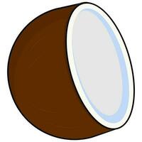 Half Coconut Element in Brown And Gray Color. vector