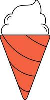 Ice Cream Cone Icon in Orange and White Color. vector