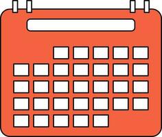 calendario icono o símbolo en naranja y blanco color. vector