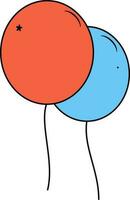 Orange and Blue Color Balloons Icon in Flat Style. vector