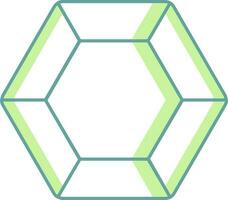 Hexagon Diamond Icon In Green And White Color. vector