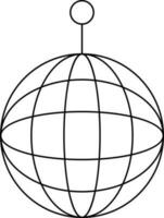 Flat Style Disco Ball Icon In Black Outline. vector