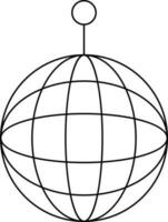 Flat Style Disco Ball Icon In Black Outline. vector