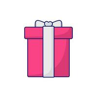 Pink Gift Box Element On White Background. vector