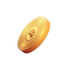 3D Golden Bitcoin Element On White Background. vector