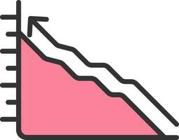 Line Graph Icon In Pink Color. vector