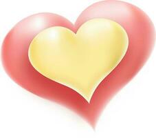 Glossy Heart Element In Red And Yellow Color. vector