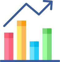 Colorful Growing Bar Graph Icon In Flat Style. vector