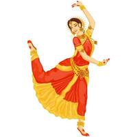 Female Dancer Performing Classical Dance Of India On White Background. vector