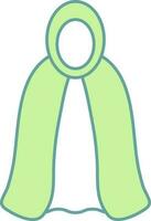 Illustration of Cape or Cloak Icon in Green And White Color. vector