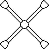 Cross Tubular Spanner Icon In Line Art. vector