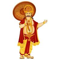 Cheerful King Mahabali Character In Standing Pose. vector