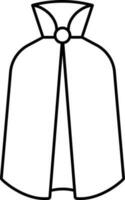 Isolated Long Cape Icon in Black Outline. vector