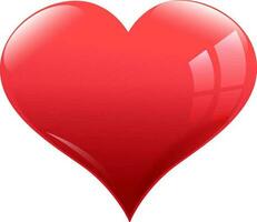 Glossy Red Heart Element On White Background. vector